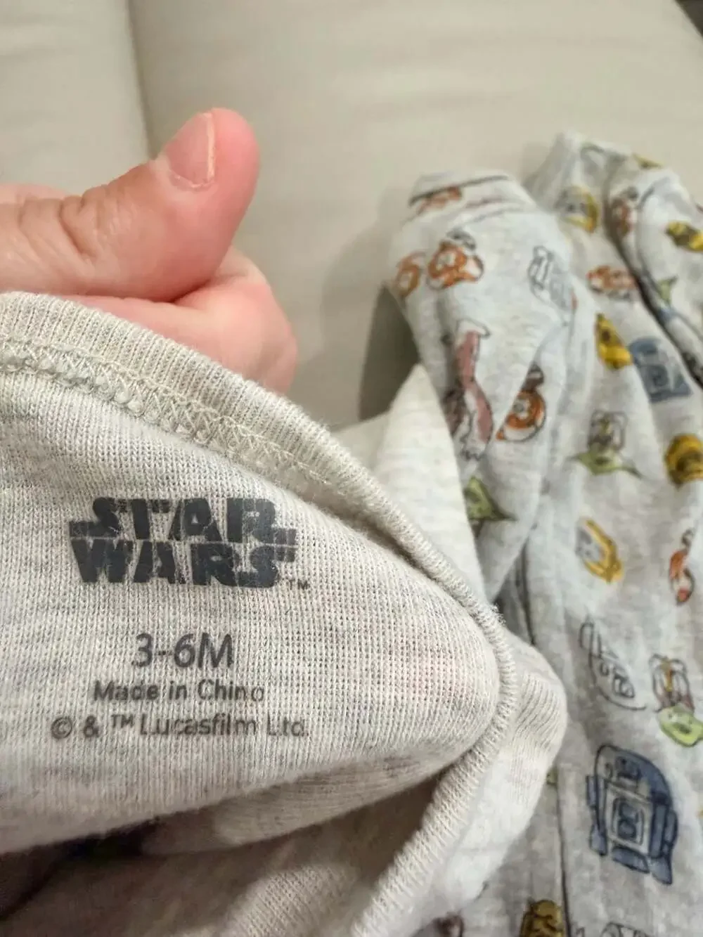 Star Wars Footed Sleeper 3-6M Grey Star Wars Character Print Lot